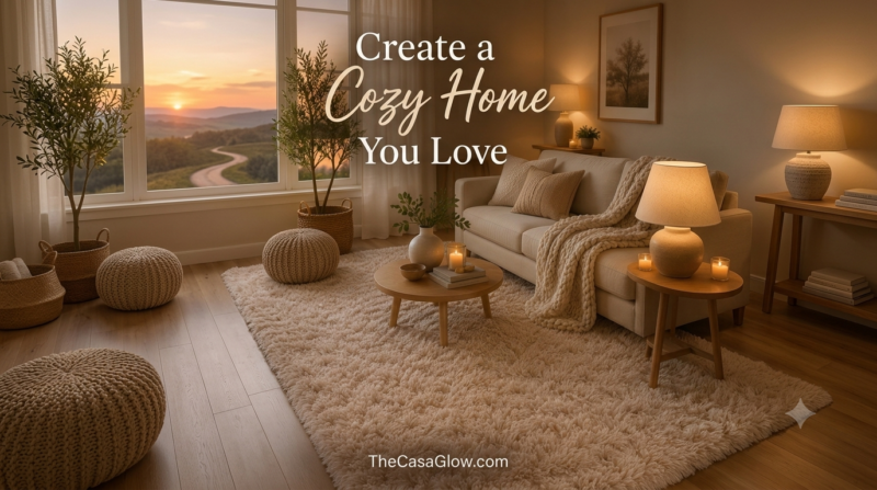 Soft shag area rug making a living room feel cozy and warm