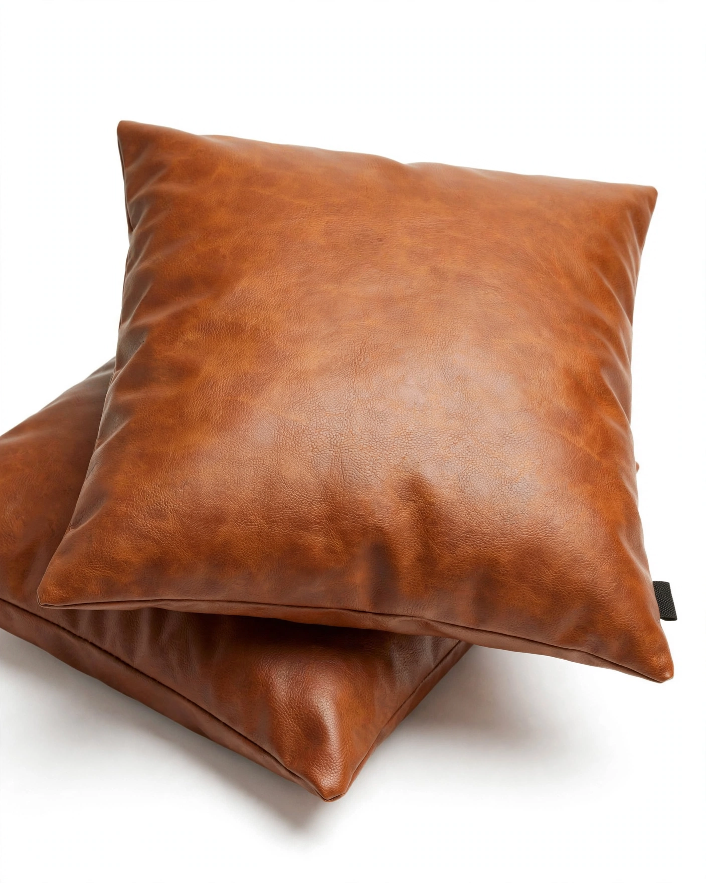 HOMFINER cognac faux-leather throw pillow covers, set of 2