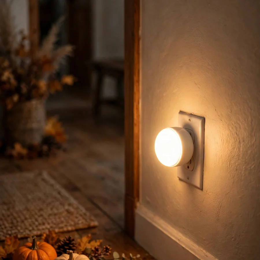 Uigos LED plug-in night light with dusk-to-dawn sensor, warm white