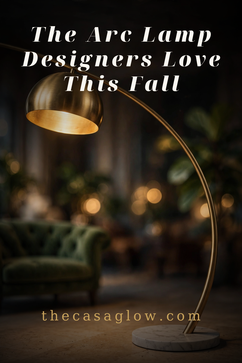 CO-Z gold arc floor lamp with marble base in an elegant living room