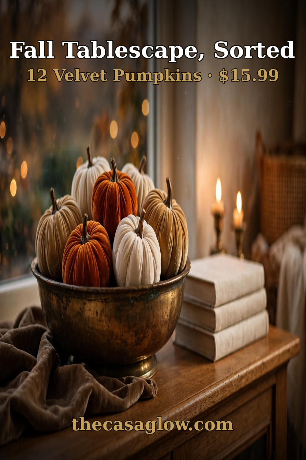Velvet pumpkins fall decor pin