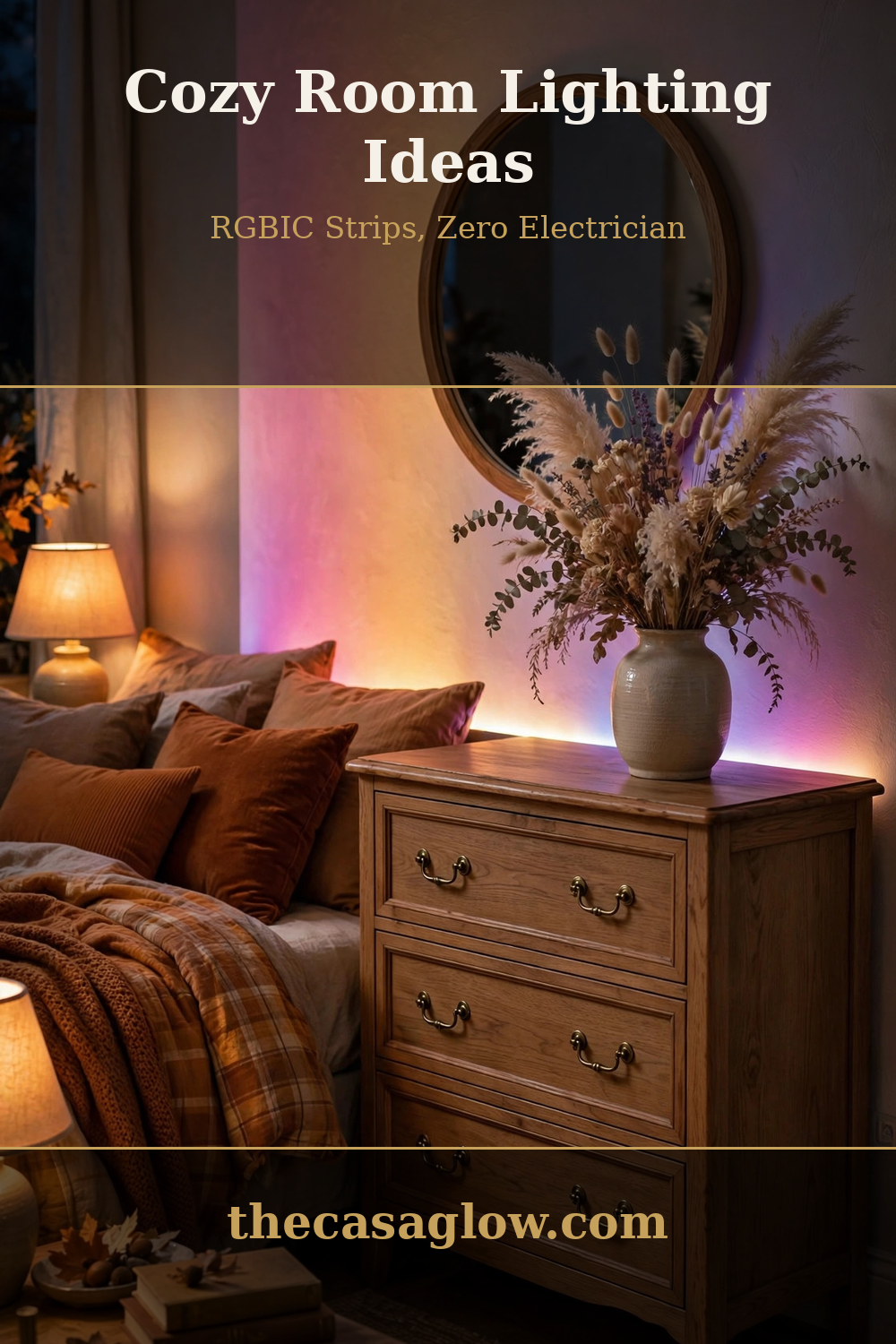 Cozy room lighting ideas — RGBIC strips, zero electrician