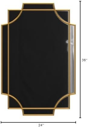 Kelly Miller 24x36 gold scalloped wall mirror, front view with dimensions