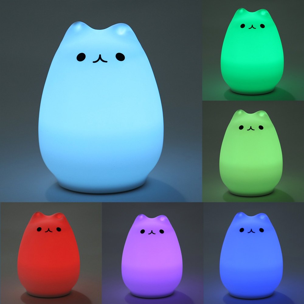 NeoJoy Cat Night Light — Silicone Lamp, Remote Control
