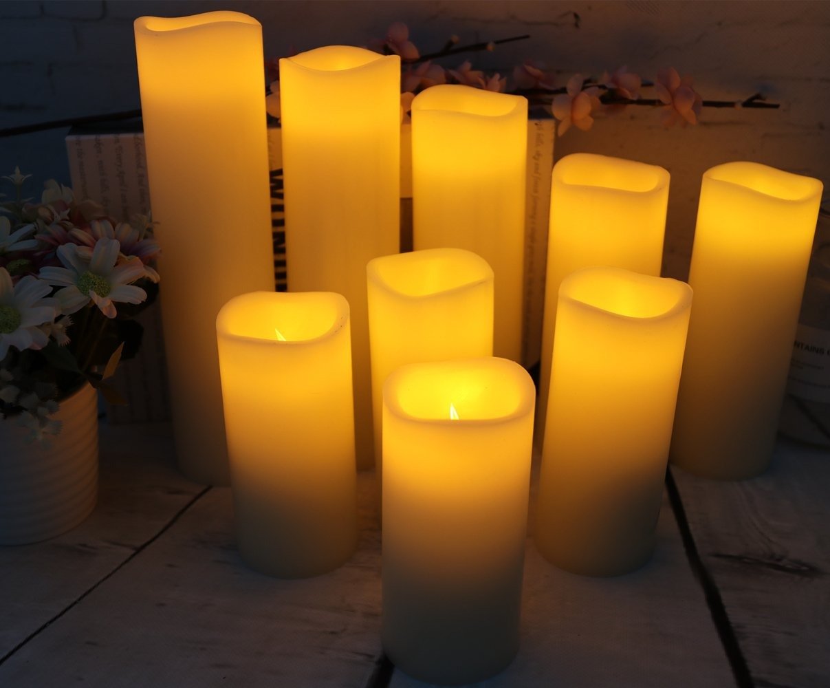 Vinkor Flameless Candles 9-Pack (Ivory, 4”–9”)