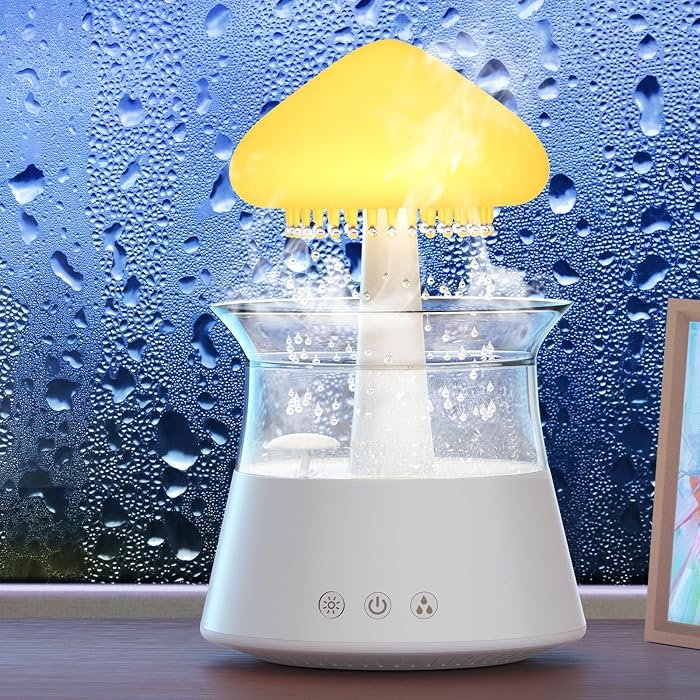 Diffuserlove Rain Cloud Humidifier — Mushroom Lamp, Rain Sounds