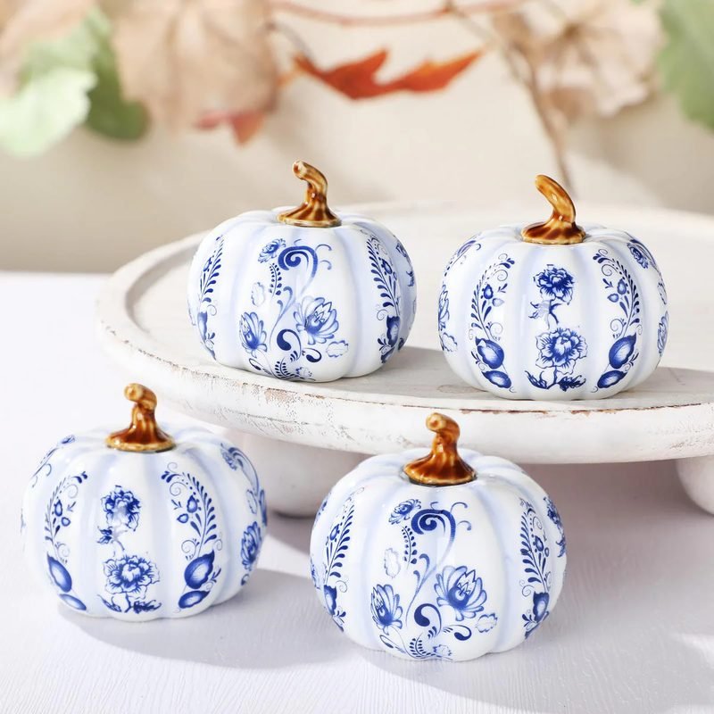RimCereal Blue & White Porcelain Pumpkins