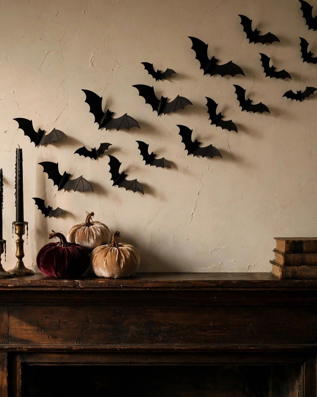 TDHDIKE 3D black bat wall stickers styled in a Halloween mantel swarm
