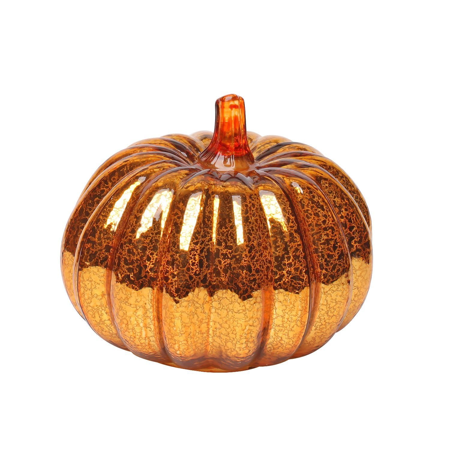 Romingo mercury glass pumpkin light with timer silver