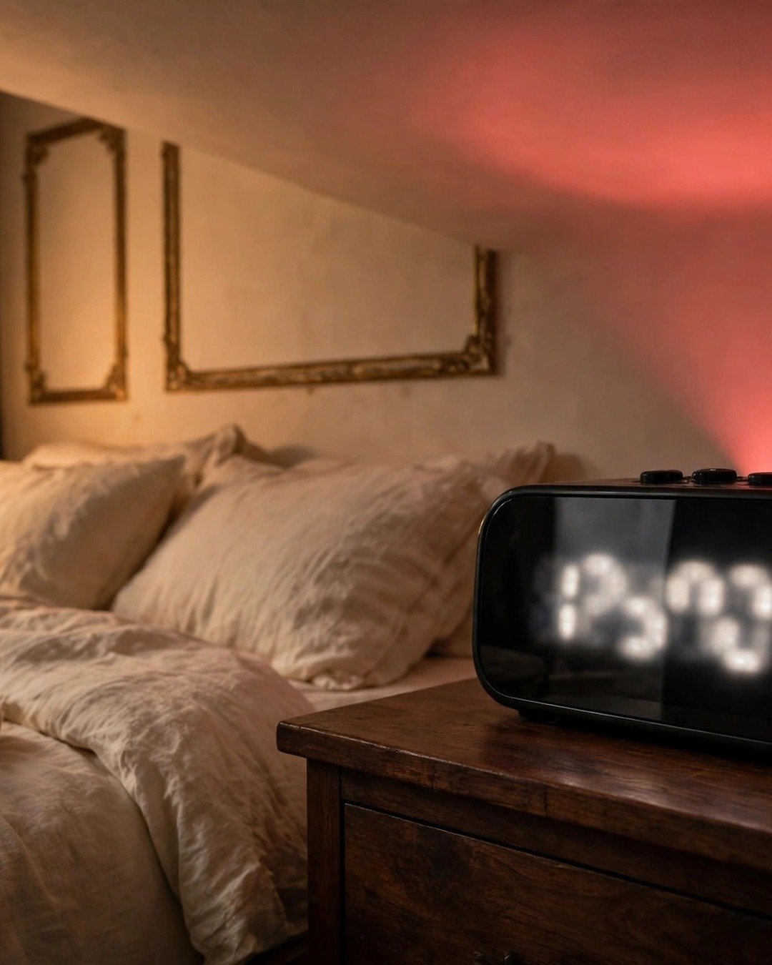 Mesqool digital projection alarm clock projecting time on ceiling