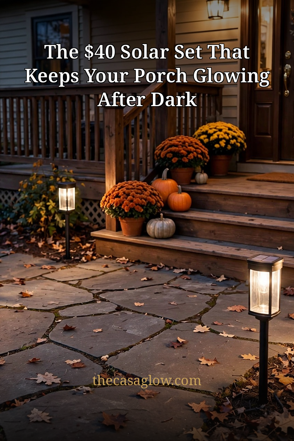 The solar pathway lights that make fall porches glow after dark