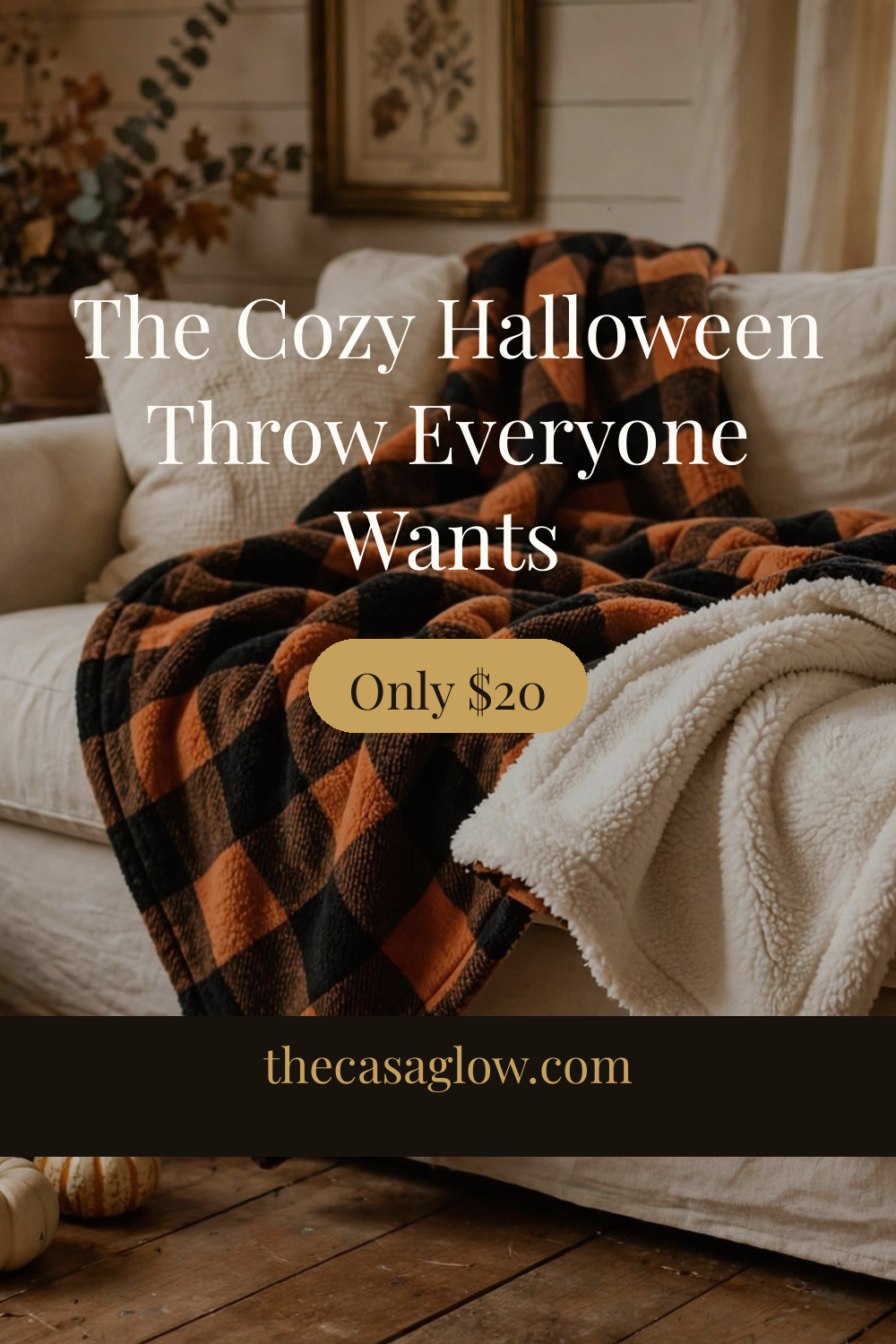Pinterest pin: the cozy Halloween throw blanket everyone wants
