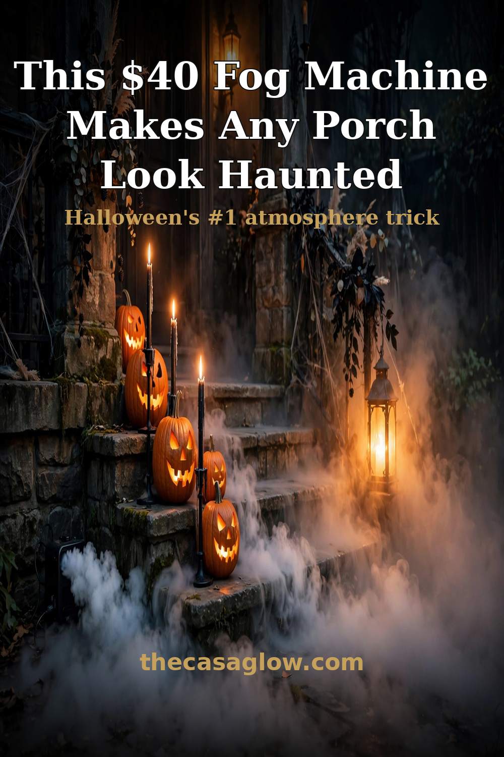 Pinterest pin: this $40 fog machine makes any porch look haunted