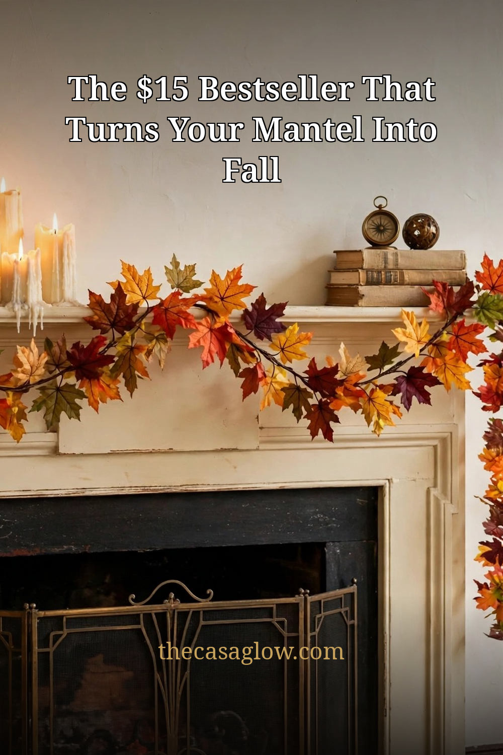 Fall maple leaf garland mantel styling pin