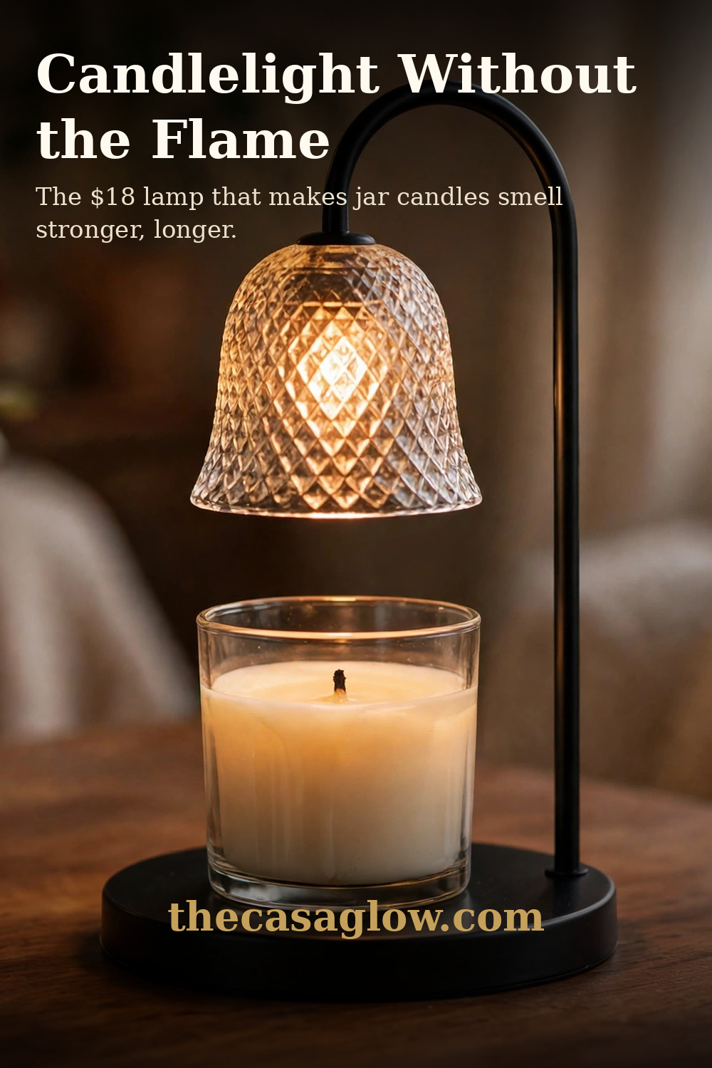 Candlelight Without the Flame — Innqoo candle warmer lamp glowing over a jar candle