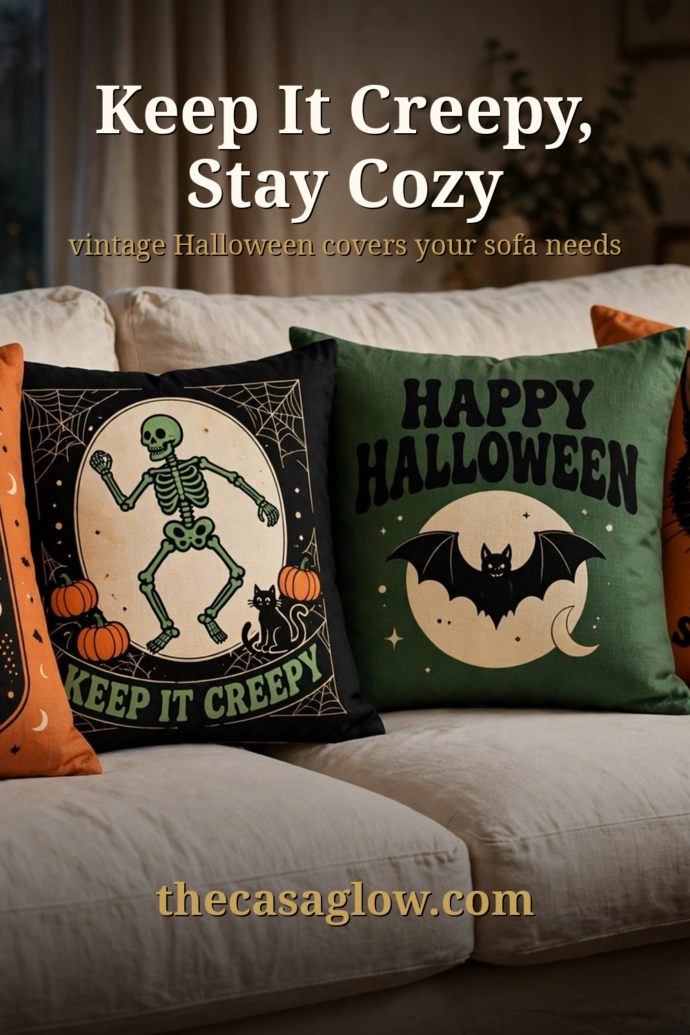 Keep it creepy, stay cozy — vintage Halloween pillow covers