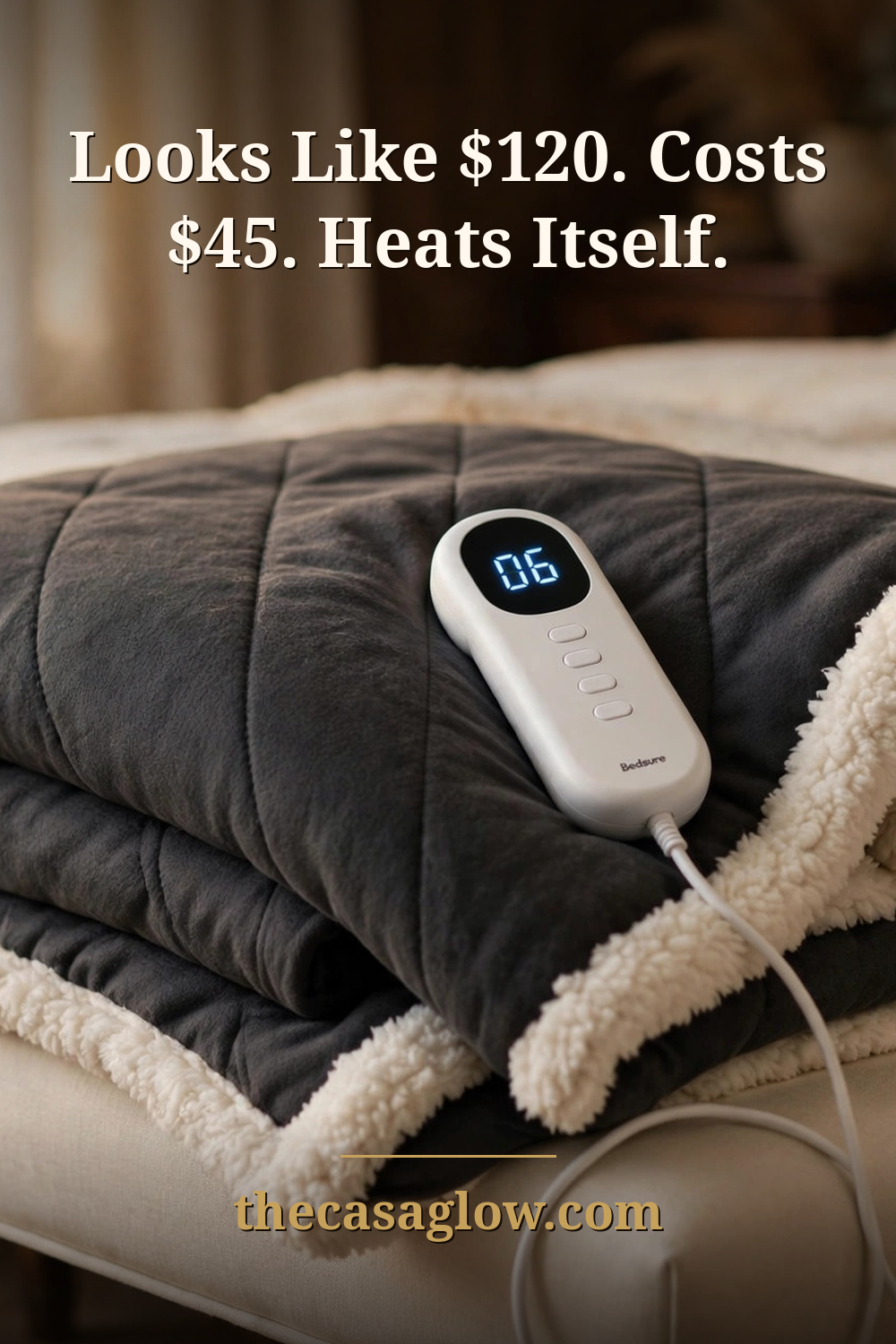 Shop the look: heated sherpa throw blanket that looks like $120 for about $45