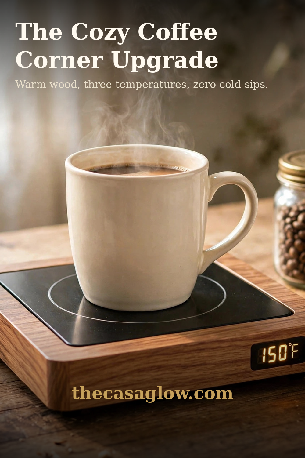 The cozy coffee corner upgrade — House Gem wooden mug warmer with three temperatures