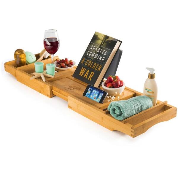 bambusi bathtub tray caddy premium bamboo expandable bath tub tray