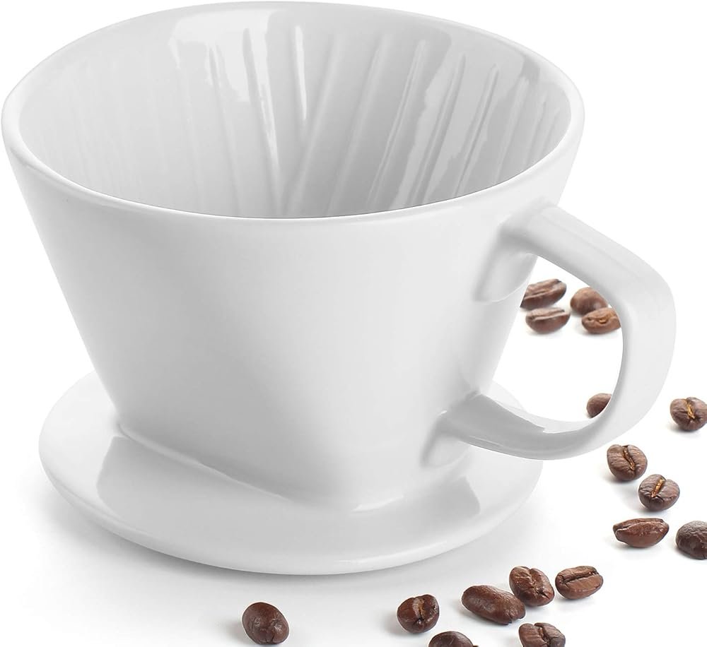 dowan white porcelain pour over coffee dripper with coffee beans kitchen decor