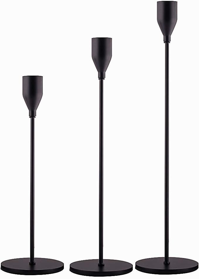 sujun matte black candle holders set of 3 for taper candles