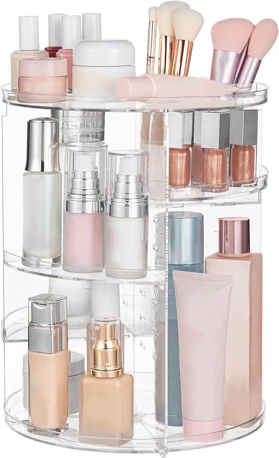 hblife 360 degree rotating makeup organizer clear acrylic carousel for vanity