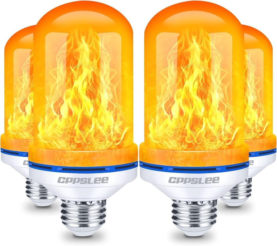 CPPSLEE flame-effect LED light bulbs with realistic flickering flame glow, E26 base
